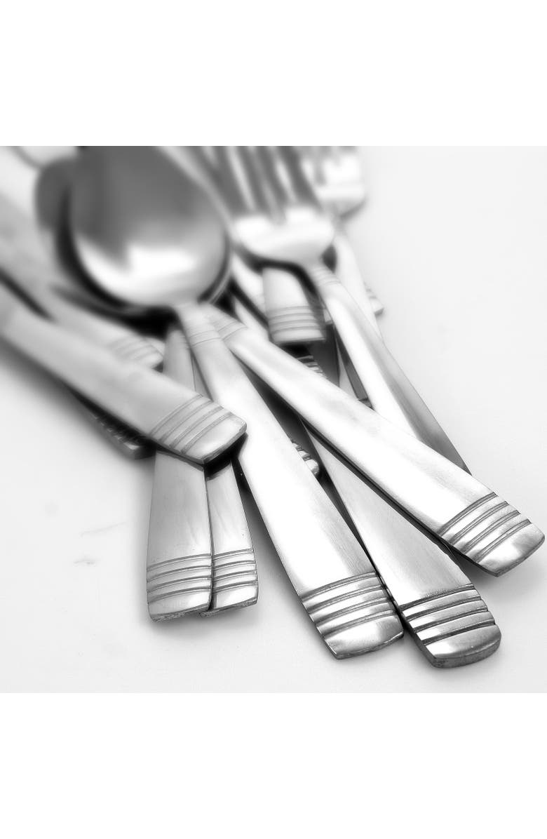 Gibson Palmore Plus 24 Piece Stainless Steel Flatware Set with 4 Steak Knives, Alternate, color, Metallic Silver