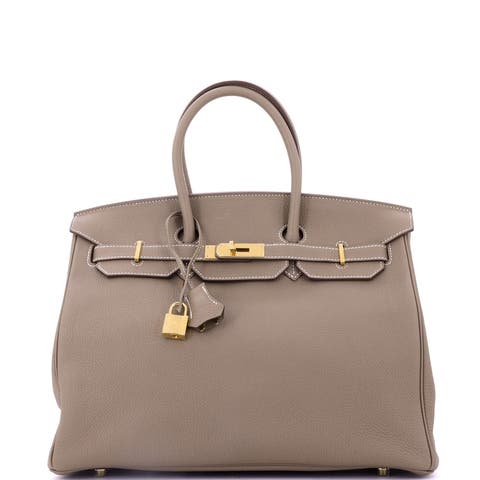 Birkin Handbag Grey Togo with Gold Hardware 35