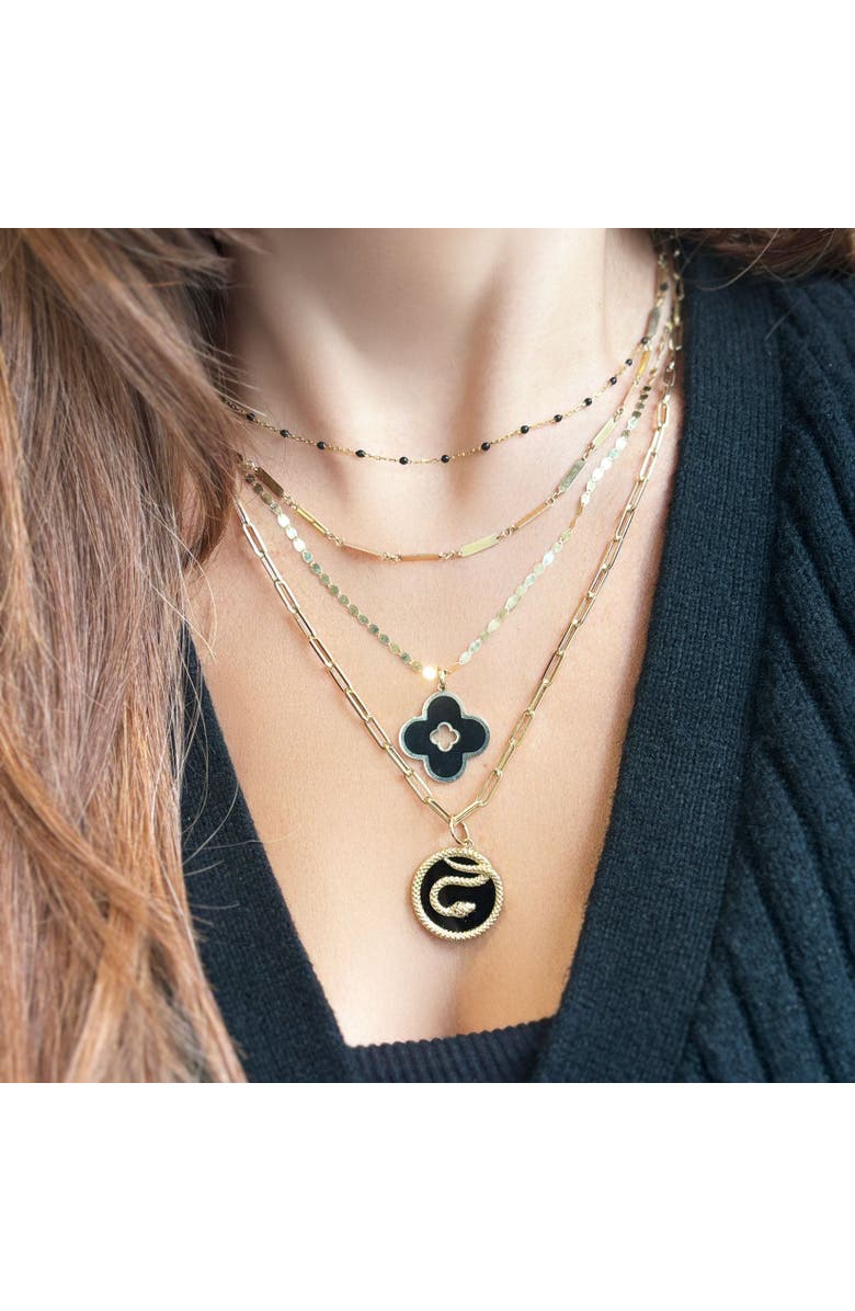 The Lovery Fine Jewelry Onyx Snake Charm, Alternate, color, Onyx