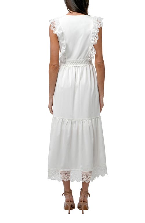 Adelyn Rae Adaline Floral Lace Trim Maxi Sundress In White