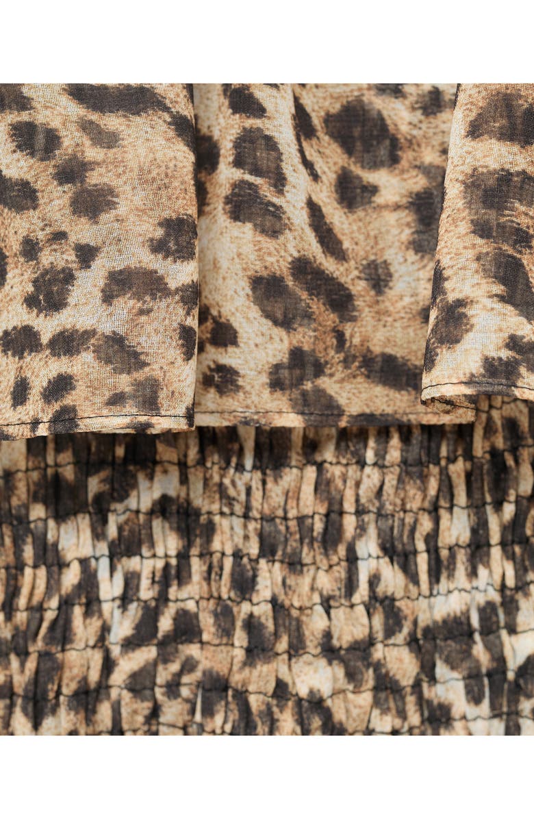 MANGO Leopard Print Halter Maxi Dress, Alternate, color, Brown