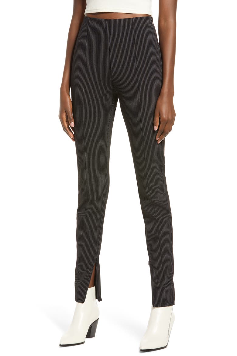Pinstripe Skinny Pants, Main, color, BLACK PINSTRIPE