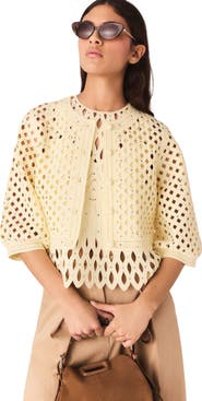 maje Rhinestone crochet cardigan