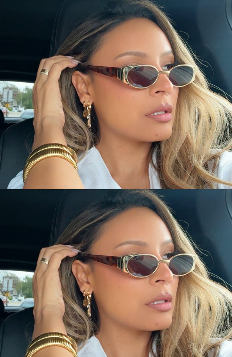 DEZI Naomi Rectangular Sunglasses, Alternate, color, Tortoise/ Cognac