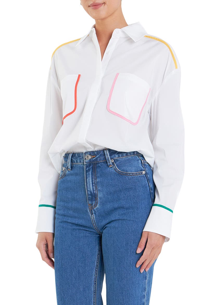 Flat Binding Button-Up Shirt, Alternate, color, WHITE MULTI
