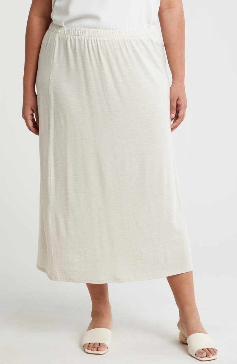 Eileen Fisher Jersey Side Slit Skirt, Main, color, Maple Oat