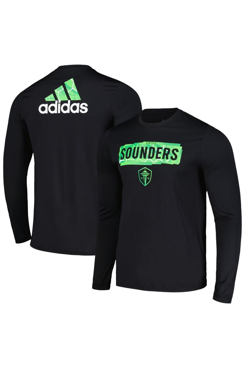 Men's adidas Black Seattle Sounders FC Local Pop AEROREADY Long Sleeve T-Shirt, Main, color, Black