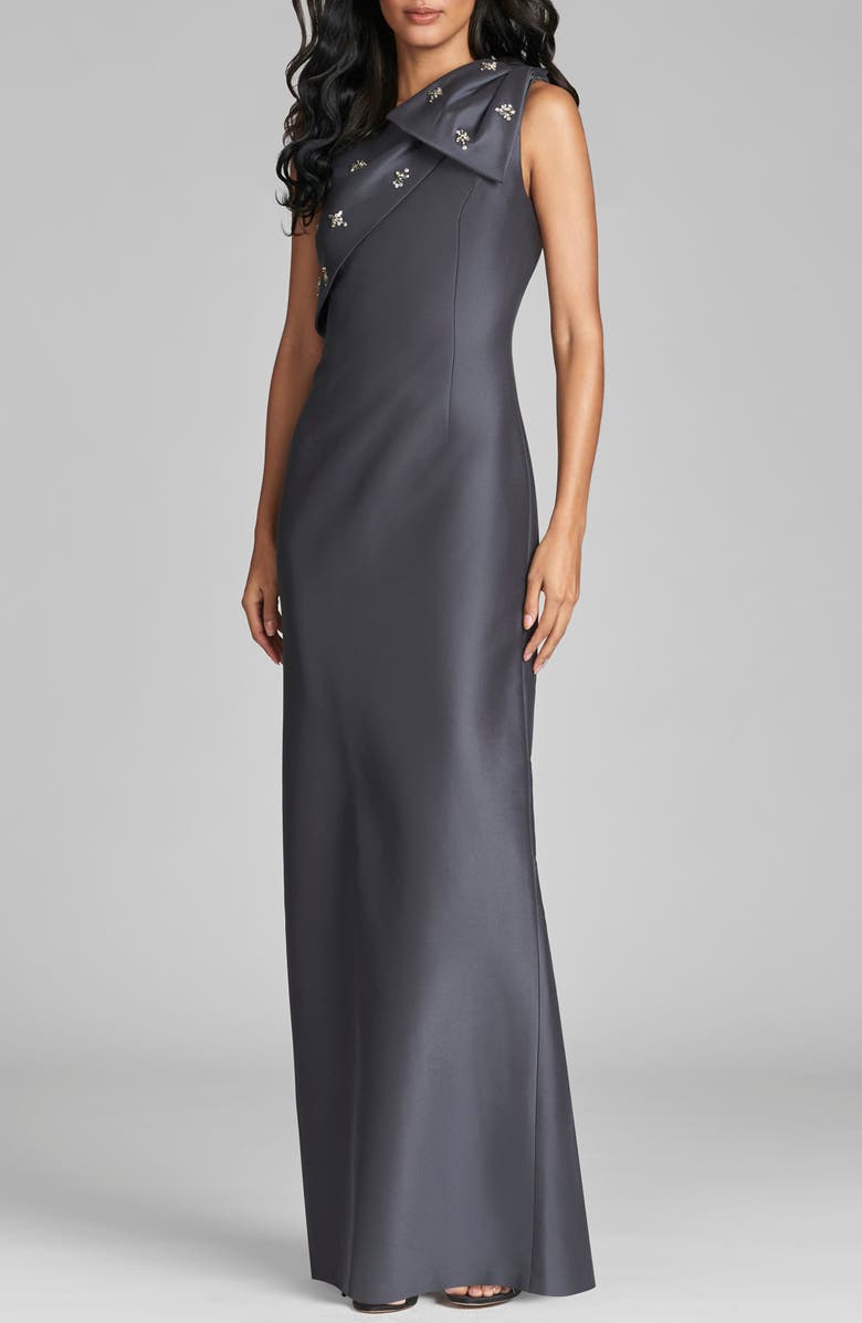 Sachin & Babi Olivia One-Shoulder Satin Gown, Main, color, Charcoal