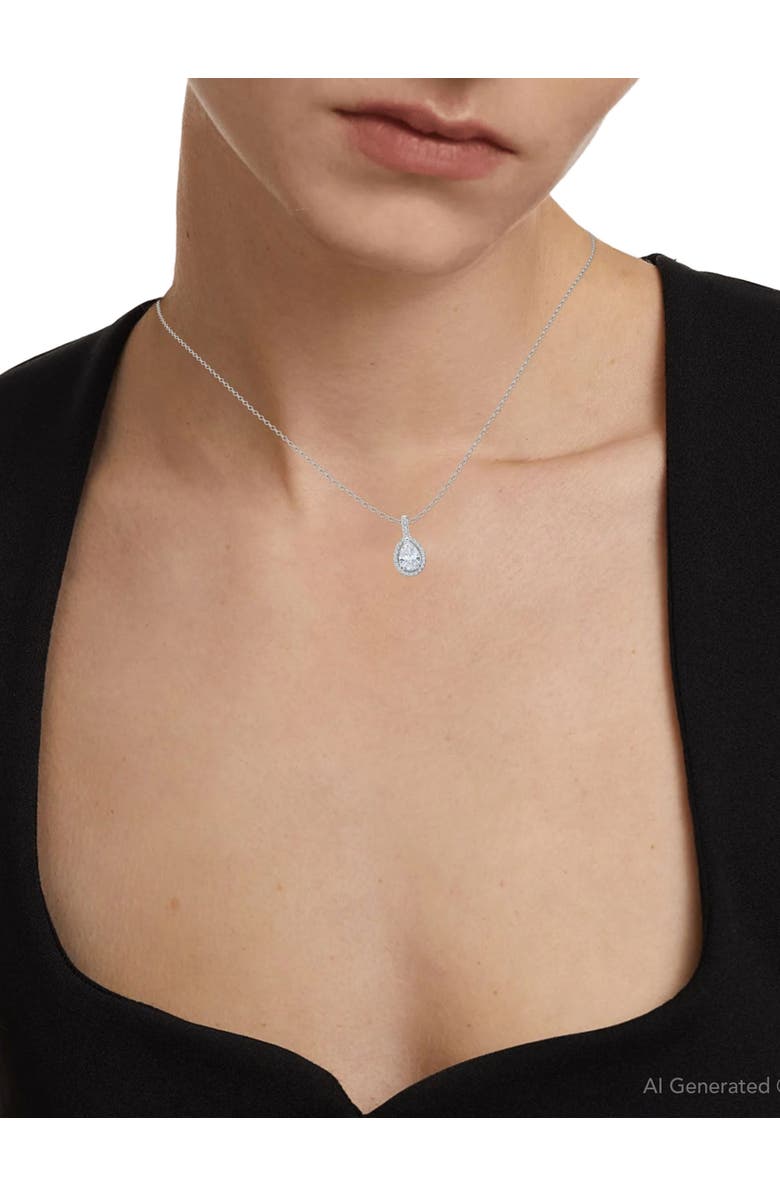 Bliss Diamond 1 1/4Ct Pear Shape Halo Diamond Pendant 14k Gold Necklace Lab Grown, Alternate, color, 