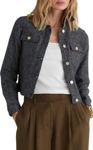 Reiss Bree Linen & Cotton Cropped Jacket