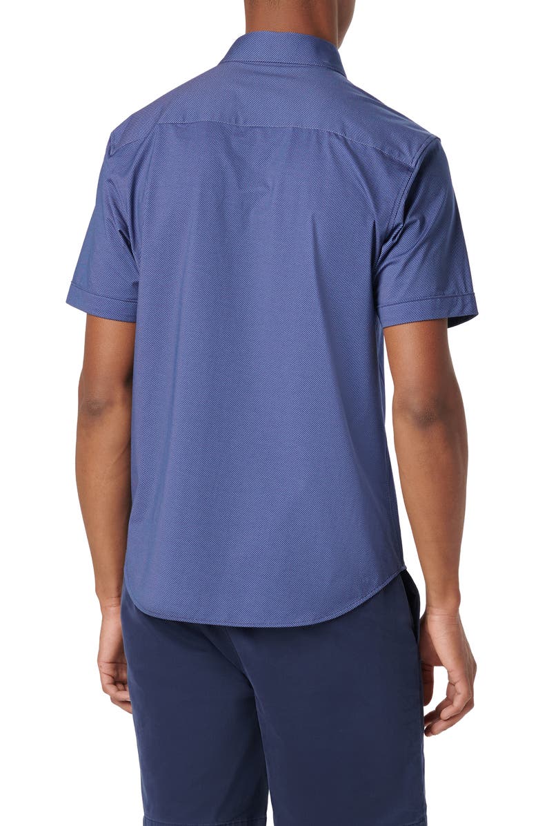 Bugatchi Miles OoohCotton<sup>®</sup> Stripe Short Sleeve Button-Up Shirt, Alternate, color,
