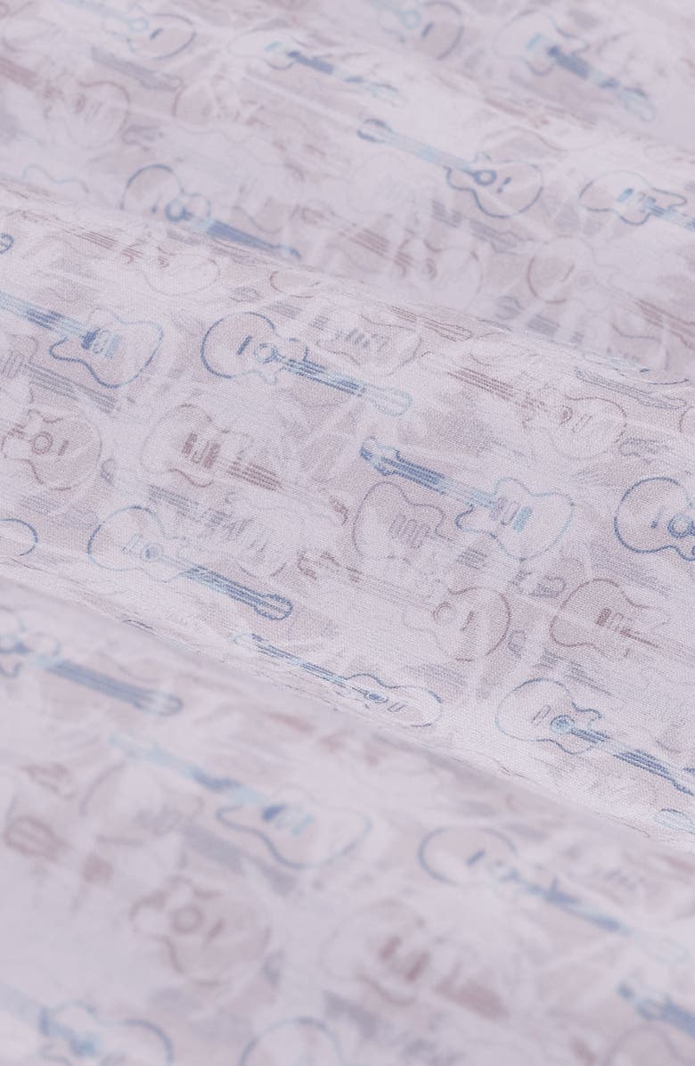 Bugatchi Miles OoohCotton<sup>®</sup> Sketched Guitar Print Short Sleeve Button-Up Shirt, Alternate, color, Sand