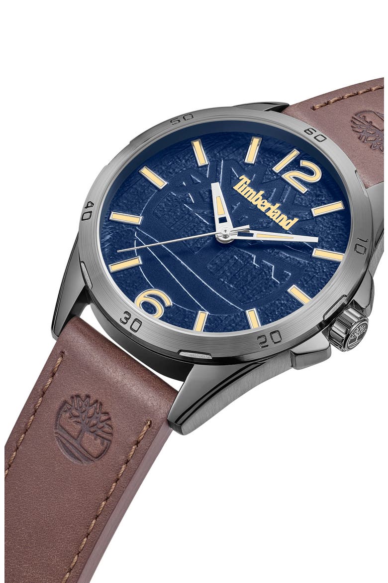 Quartz Analog Watch, Alternate, color, BLUE/ BROWN