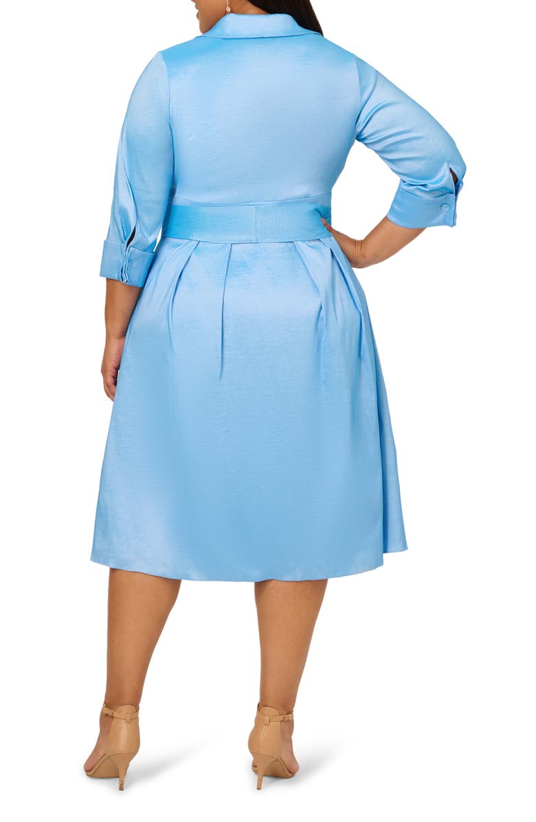Adrianna Papell Stretch Taffeta Midi Shirtdress, Alternate, color, Bluebell