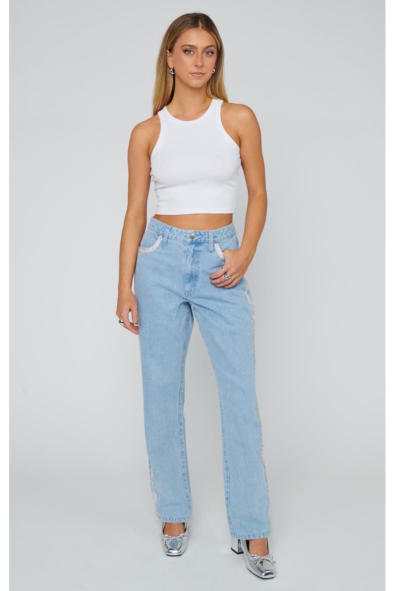 Icon Jeans, Alternate, color, Indigo with Rhinestone Trim