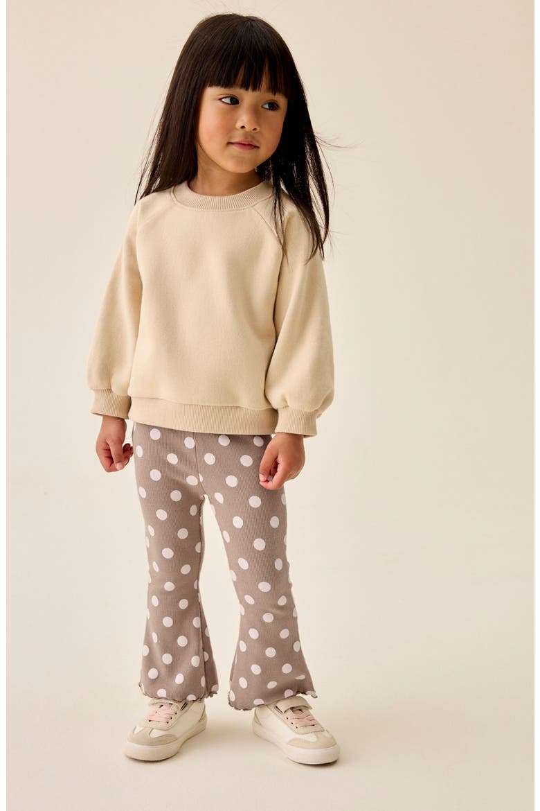 Kids' Rib Polka Dot Flare Leggings, Alternate, color, NEUTRAL