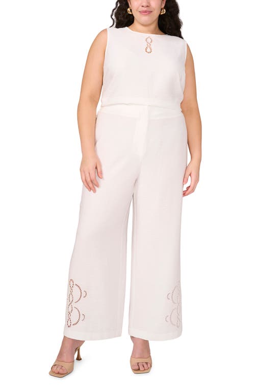 VINCE CAMUTO VINCE CAMUTO LATTICE INSET HIGH WAIST WIDE LEG PANTS