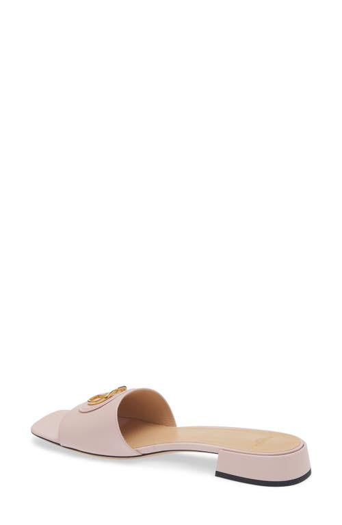 Valentino Vlogo Signature Leather Slides In Water Rose