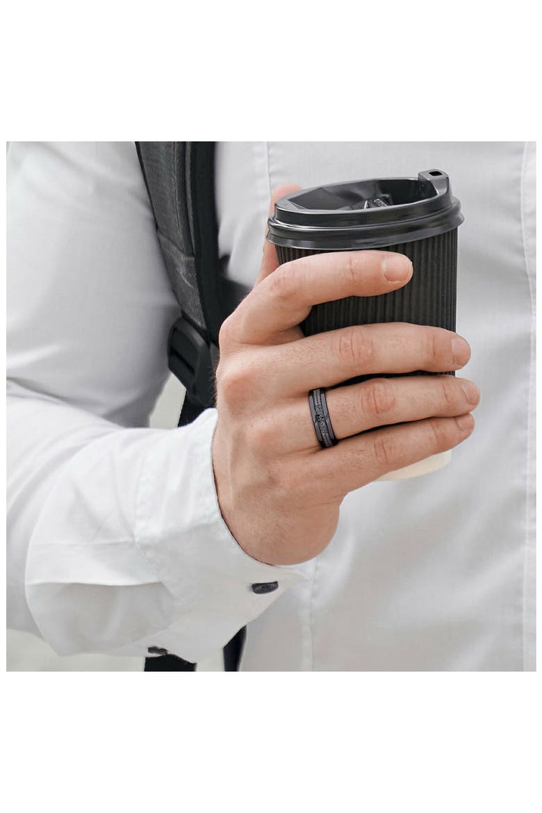 Men's Black Diamond Band Ring - 0.10ct., Alternate, color, BLACK