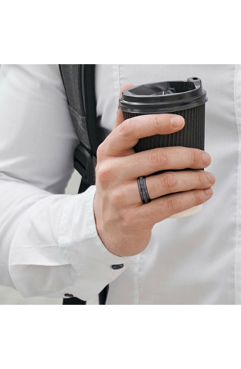 DELMAR Men's Black Diamond Band Ring - 0.10ct., Alternate, color,