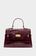 Mi Bolsa London Kensington - Top Handle Black Croc Embossed