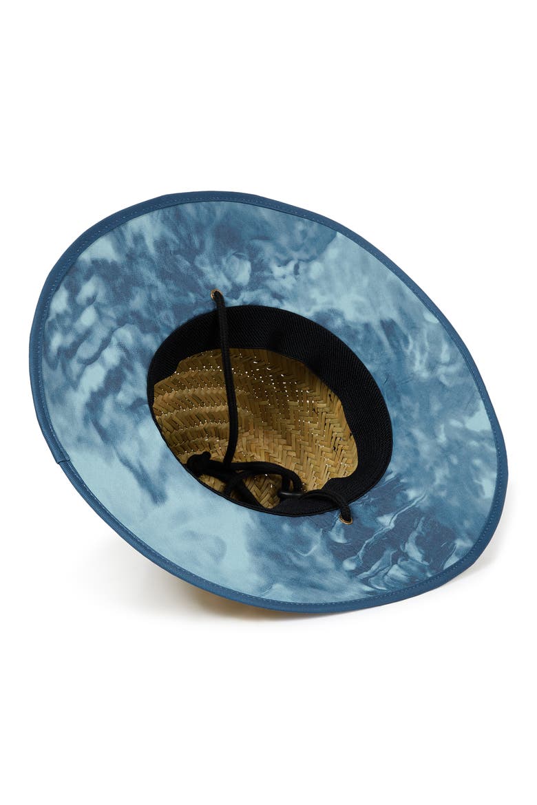 Tides Print Woven Straw Hat, Alternate, color, DARK DENIM