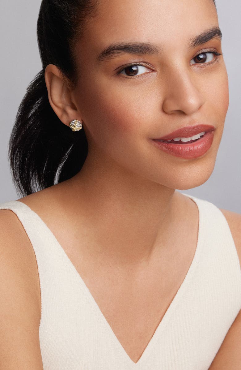 LAGOS Signature Caviar Large Domed X Stud Earrings, Alternate, color, Silver