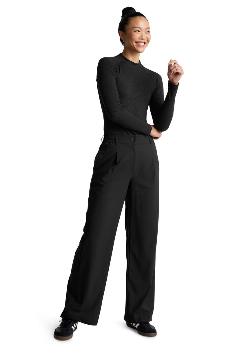 Beyond Yoga Contours Mock Neck Top, Alternate, color, Black