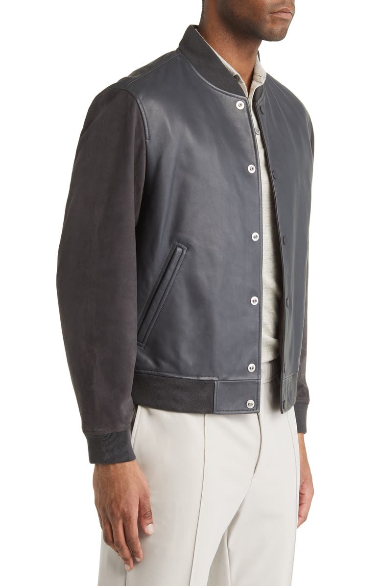Theory Leather & Suede Varsity Jacket, Alternate, color, 