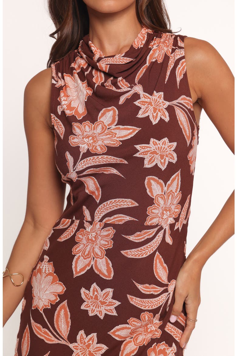 Wheeler Floral Midi Dress, Alternate, color, BROWN/ ORANGE FLORAL