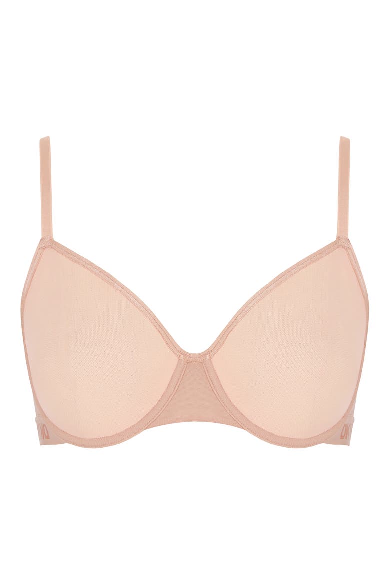 Logo Mesh Unlined Underwire Bra, Alternate, color, SAND