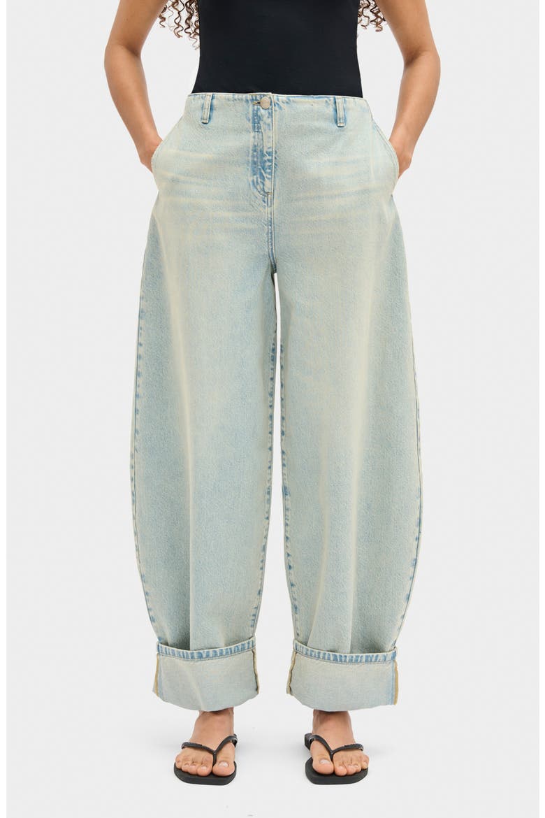 Christina Cuffed Barrel Leg Jeans, Main, color, CLOUD BLUE