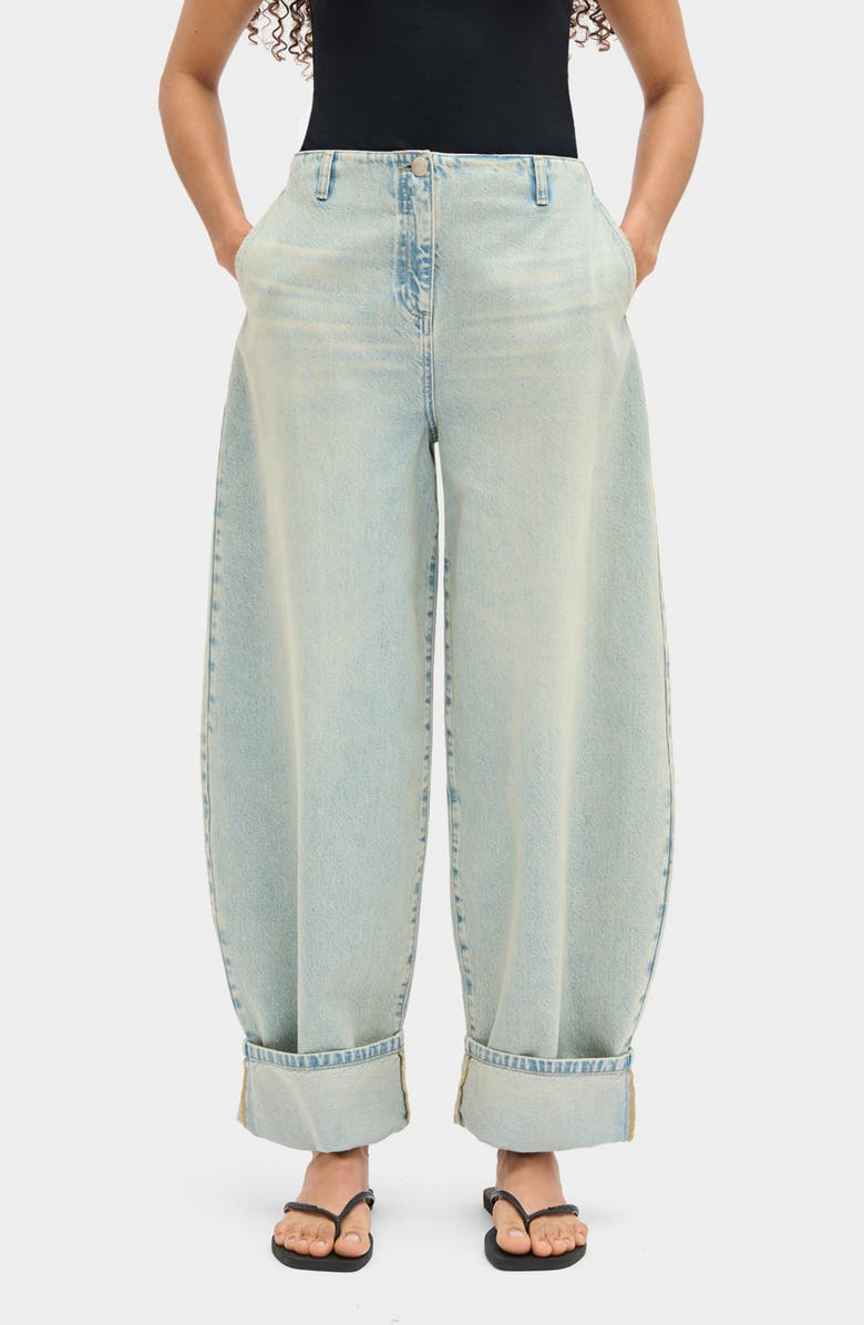 ALIGNE Christina Cuffed Barrel Leg Jeans, Main, color, Cloud Blue
