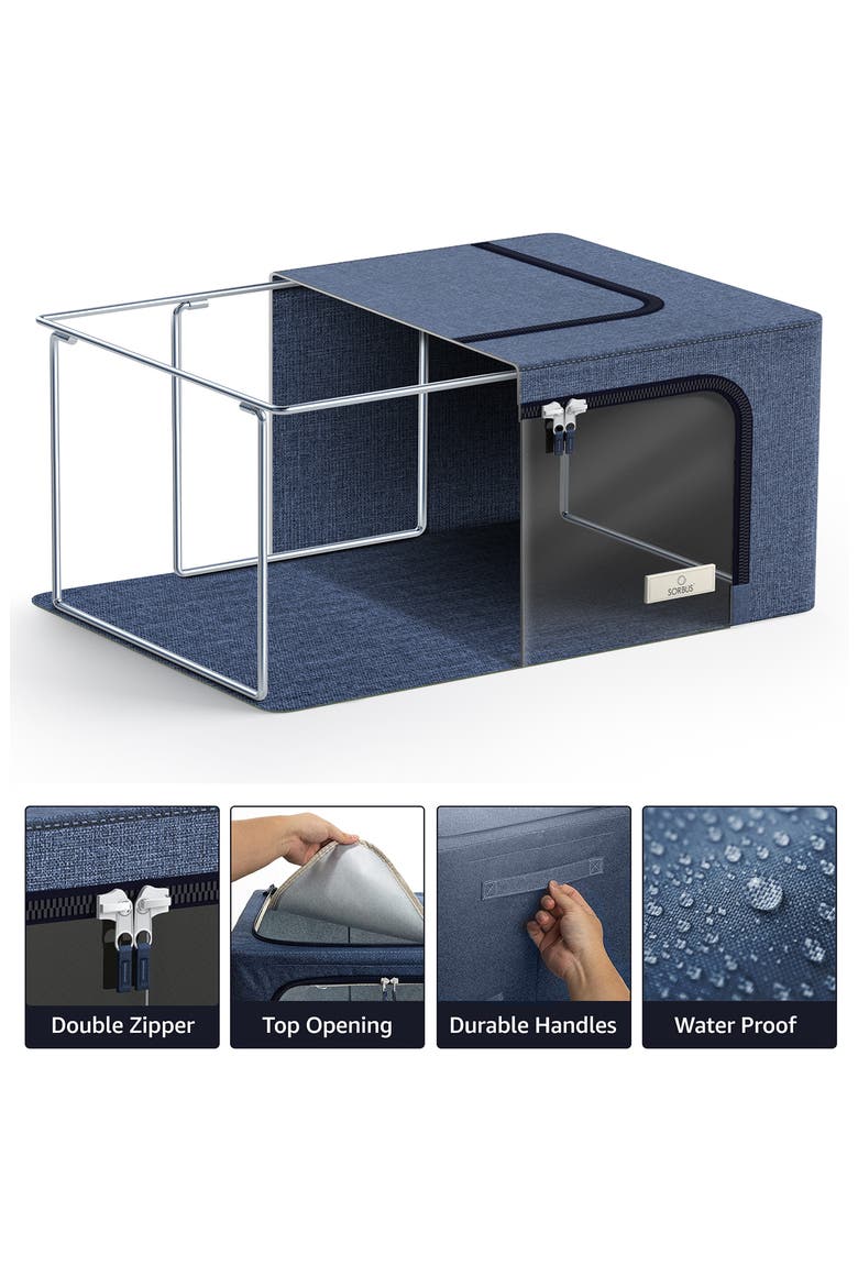 4-Pack Foldable Storage Boxes, Alternate, color, BLUE