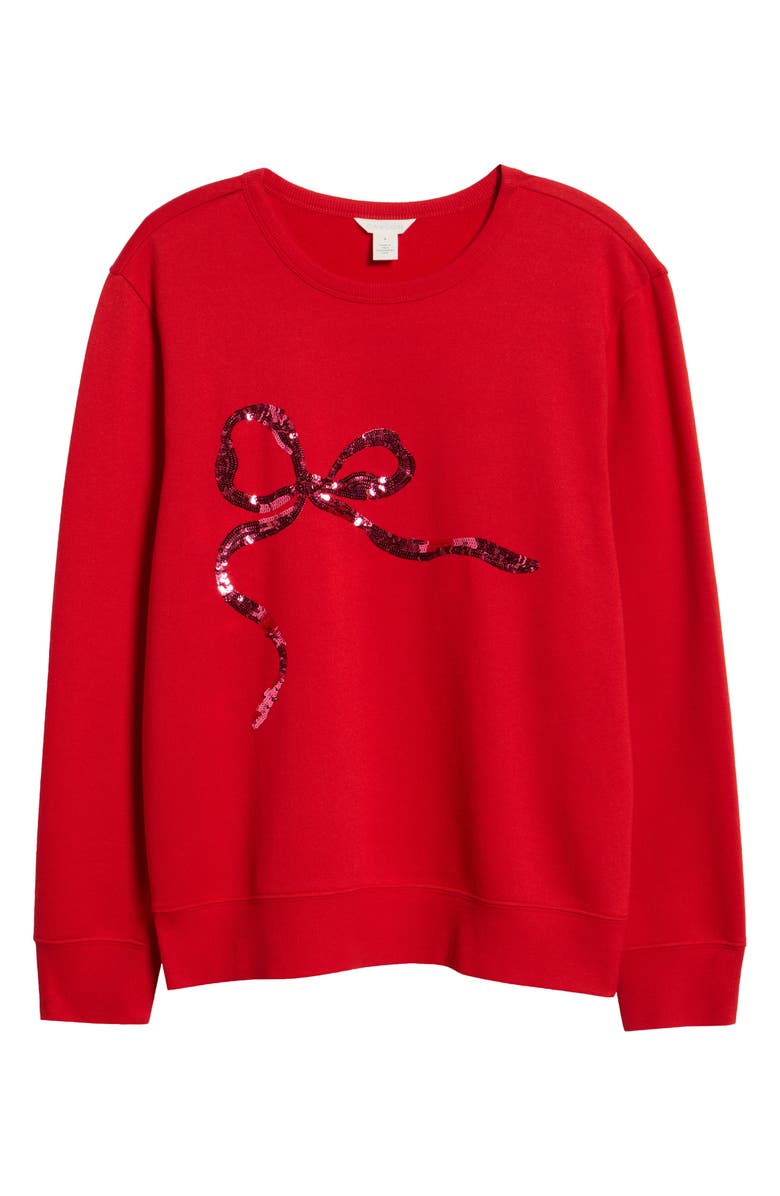 Caslon<sup>®</sup> Sequin Bow Sweatshirt, Alternate, color, Red Sequin Bow