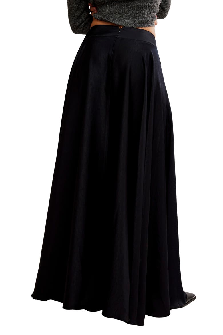 Chilco Side Slit Satin Maxi Skirt, Alternate, color, BLACK