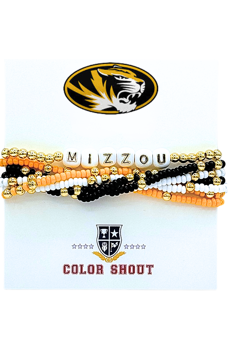 Color Shout Mizzou Lucky 7 Bracelet Set, Main, color, Yellow Gold