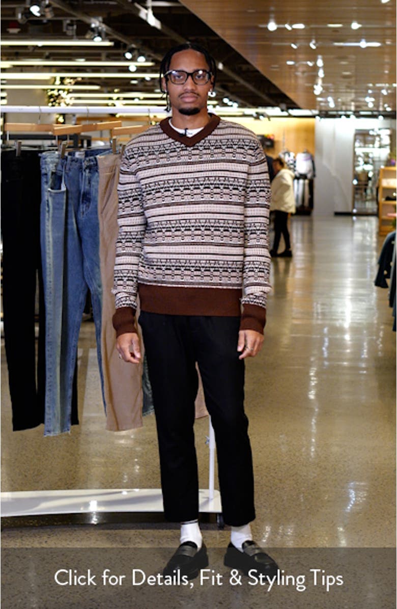 x The Brooklyn Circus Stripe Wool Blend V-Neck Sweater, sales video thumbnail