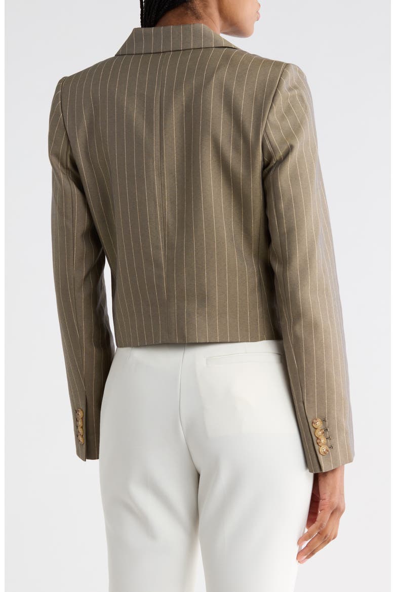 Elenia Cropped Blazer, Alternate, color, OLIVE STRIPE