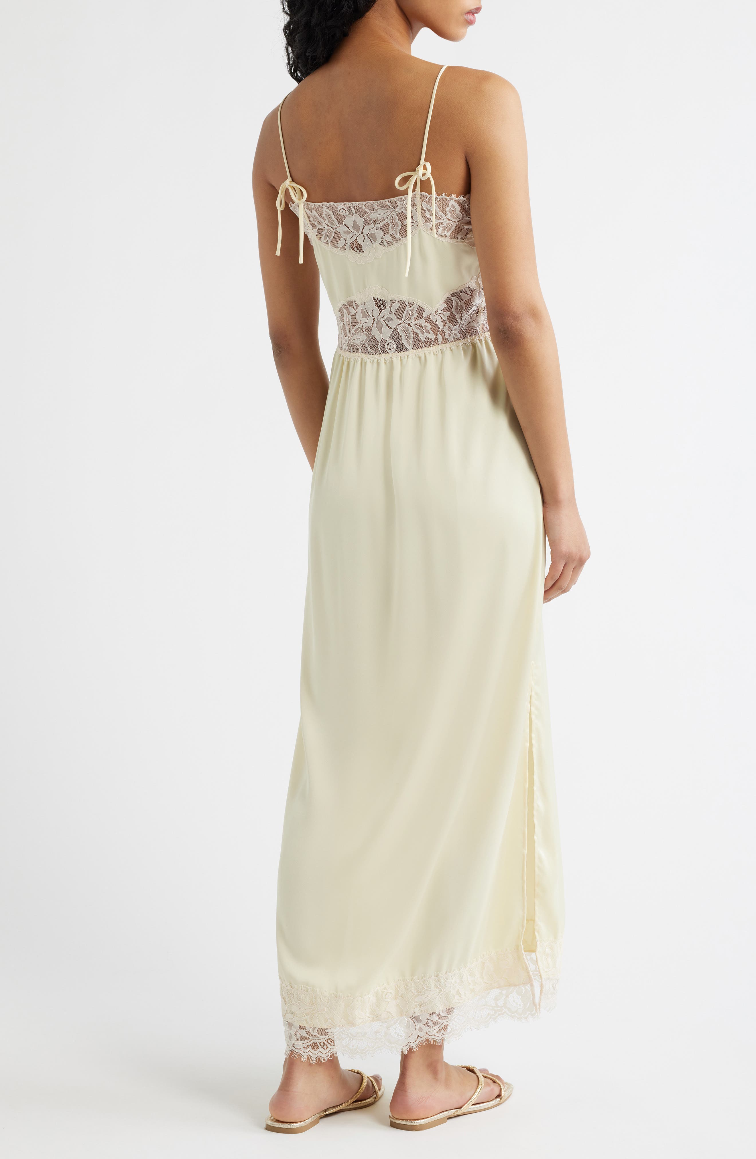 frame lace inset dress self-portrait - White Linen Lace Insert Midi Dress