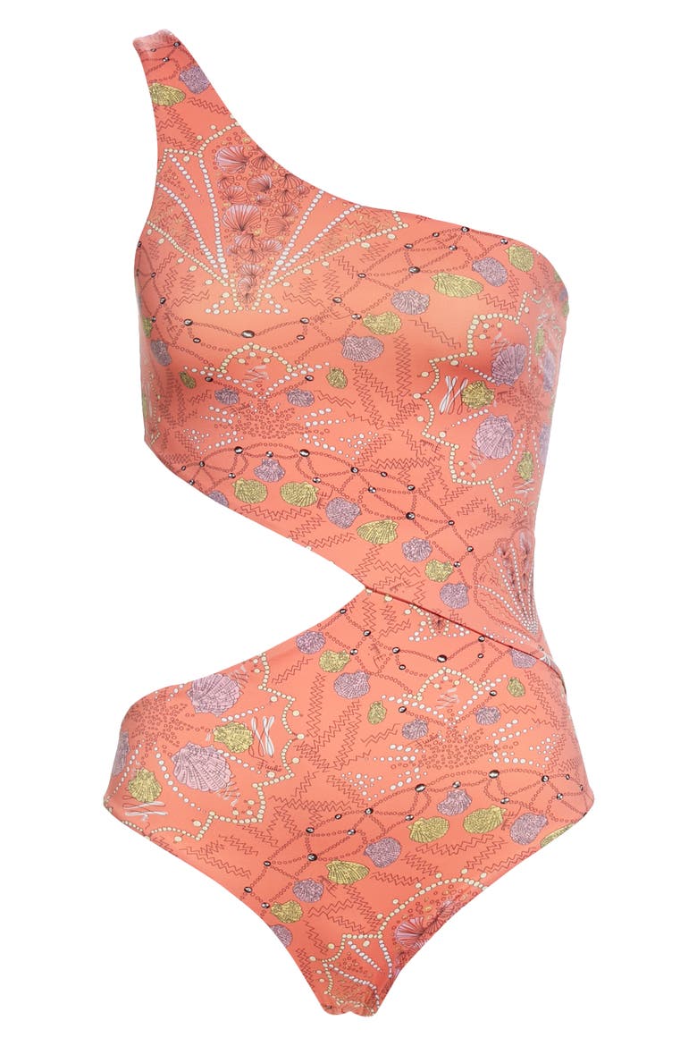 Cutout One-Piece Swimsuit, Alternate, color, CORAL