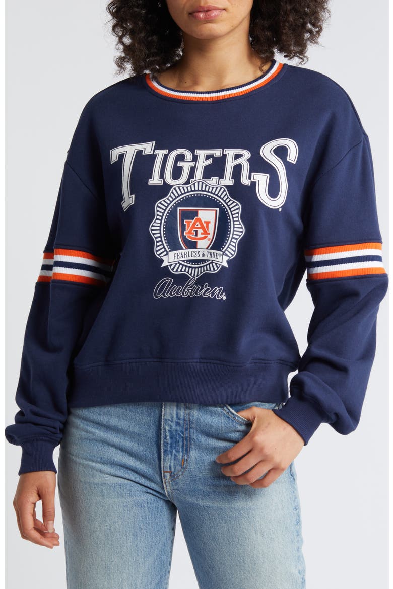 Women's WEAR by Erin Andrews Navy Auburn Tigers Vintage Pullover Sweatshirt, Main, color, Navy