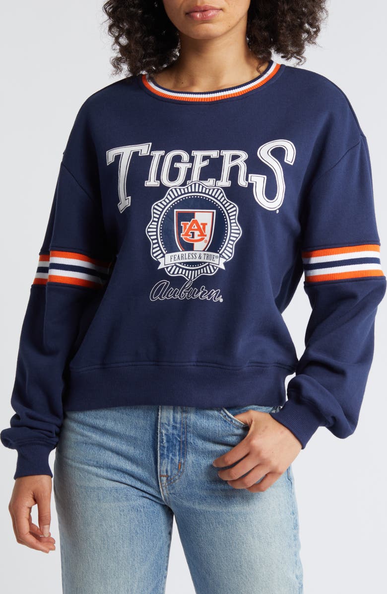 WEAR by Erin Andrews Women's WEAR by Erin Andrews Navy Auburn Tigers Vintage Pullover Sweatshirt, Main, color, 
