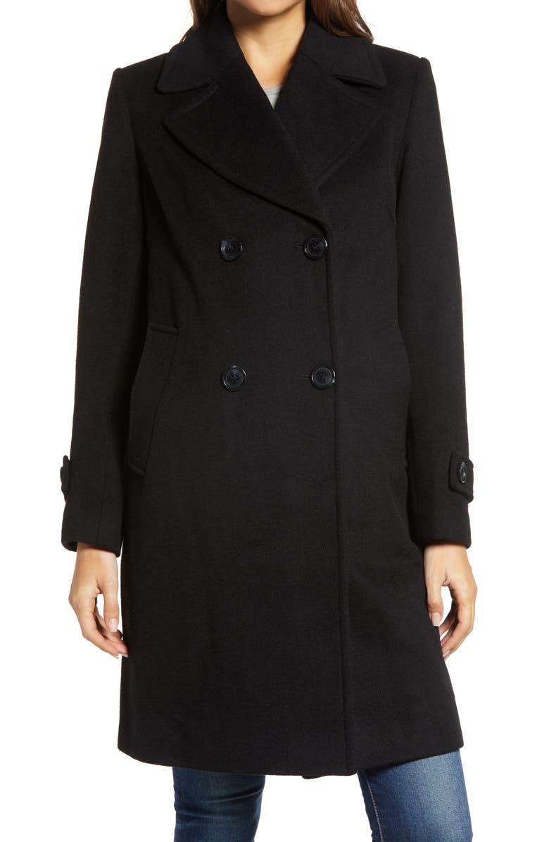 Sam Edelman Double Breasted Wool Blend Twill Coat, Main, color, 