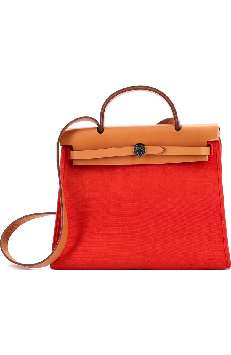 Pre-Owned Hermes Herbag Zip Leather and Toile 31, Main, color, Rouge Tomate