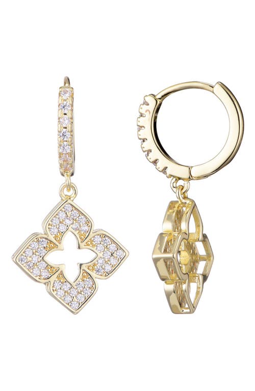 Adornia Cubic Zirconia Clover Drop Huggie Hoop Earrings In Gold