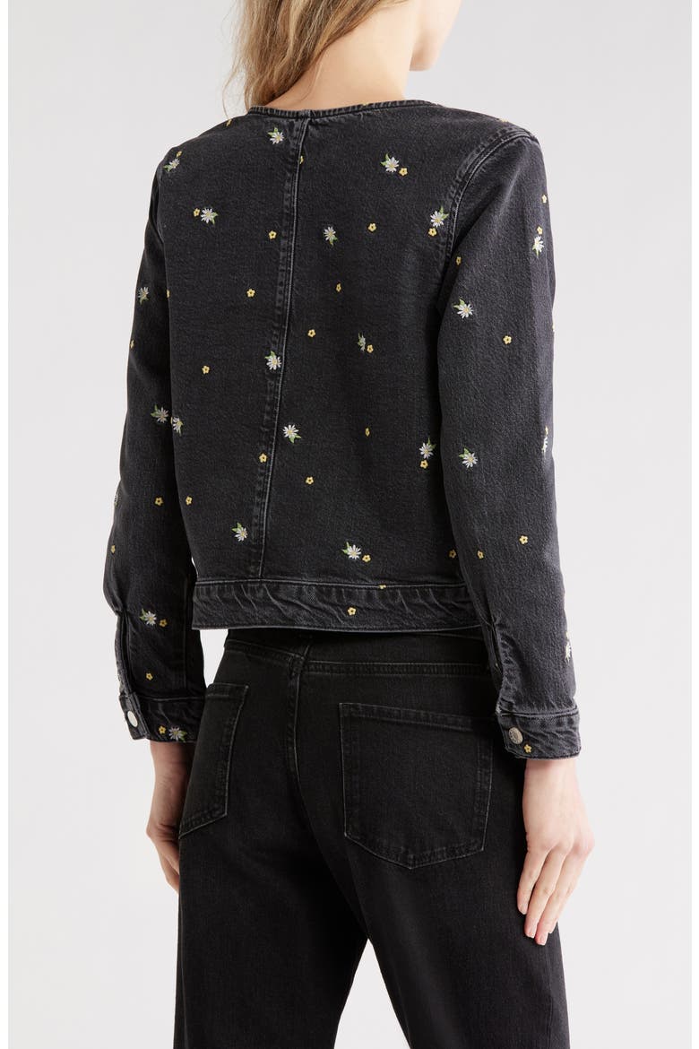 Lido Floral Embroidered Denim Jacket, Alternate, color, ASH BLACK FLORAL
