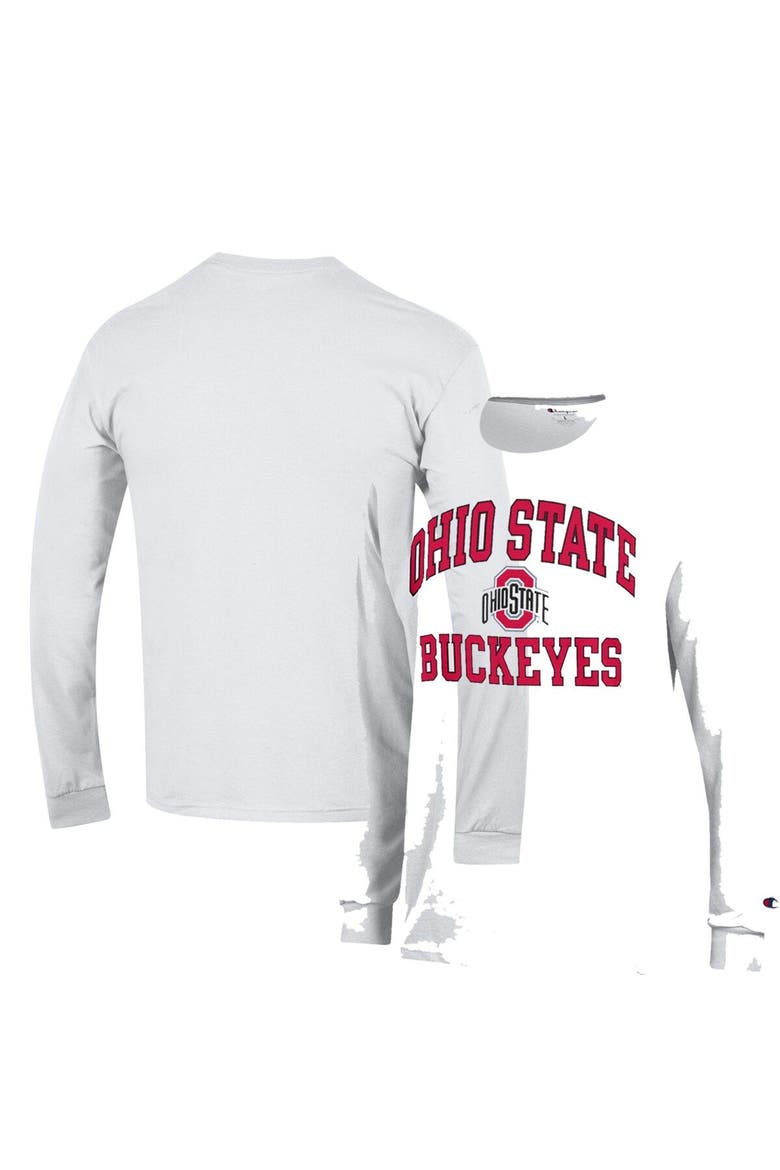 Men's Champion White Ohio State Buckeyes High Motor Long Sleeve T-Shirt, Alternate, color, White