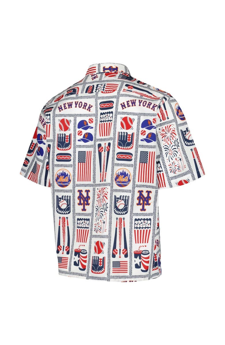 Reyn Spooner Men's Reyn Spooner White New York Mets Americana Button-Up Shirt, Alternate, color, White