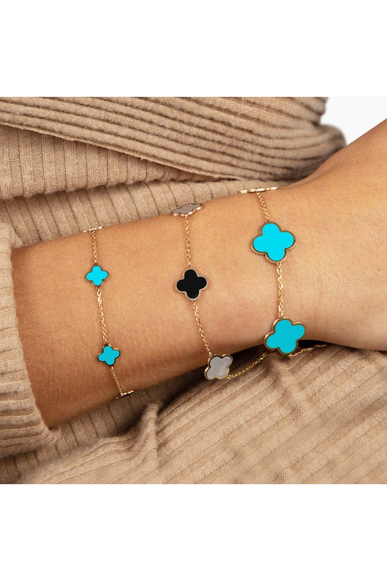 Large Turquoise Clover Bracelet, Alternate, color, Turquoise